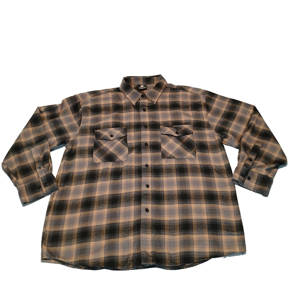 Yago Men's‎ Casual Plaid Multicolor Flannel Long Sleeve Button Up Shirt 2XL